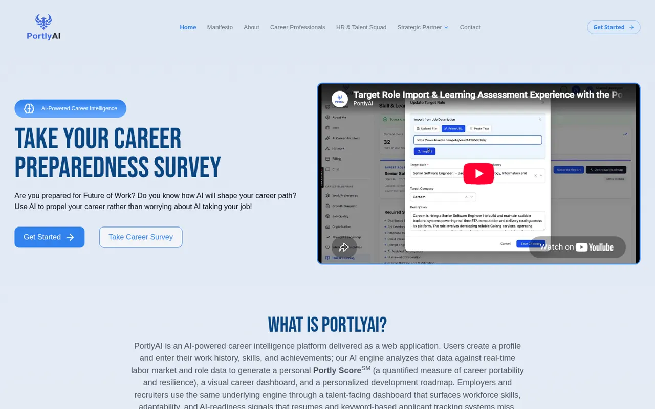 PortlyAI: AI career intelligence platform